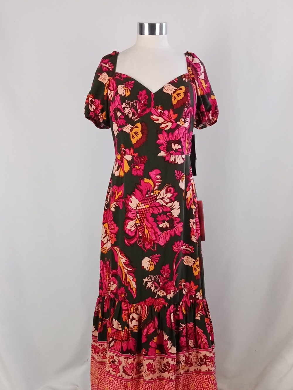 ADRIANNA PAPELL NWT FLORAL PINK BLK DRESS